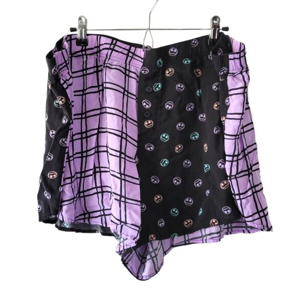 3X Nightmare Before Christmas purple & black plaid Jack Skellington sleep shorts - Picture 1 of 4